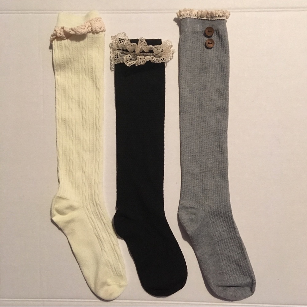 3 pairs of knee high socks